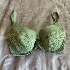 Victoria's Secret Body by Victoria Lined Demi Bra Olive Green Lace 34DDD